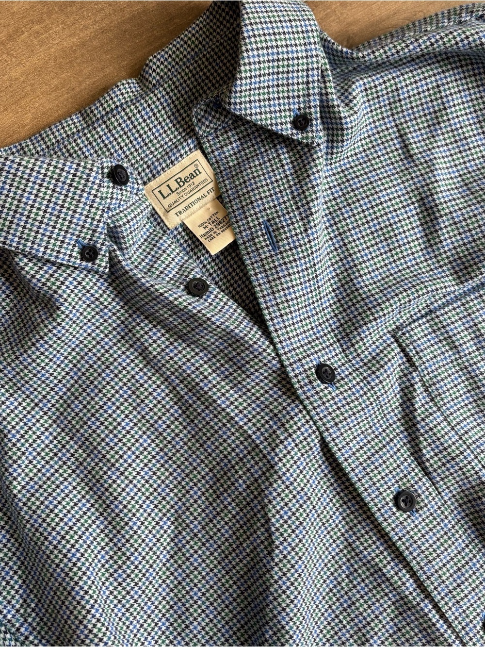 L.L. Bean Wicked Good Flannel Shirt Houndstooth Plaid Men’s M Tall MT